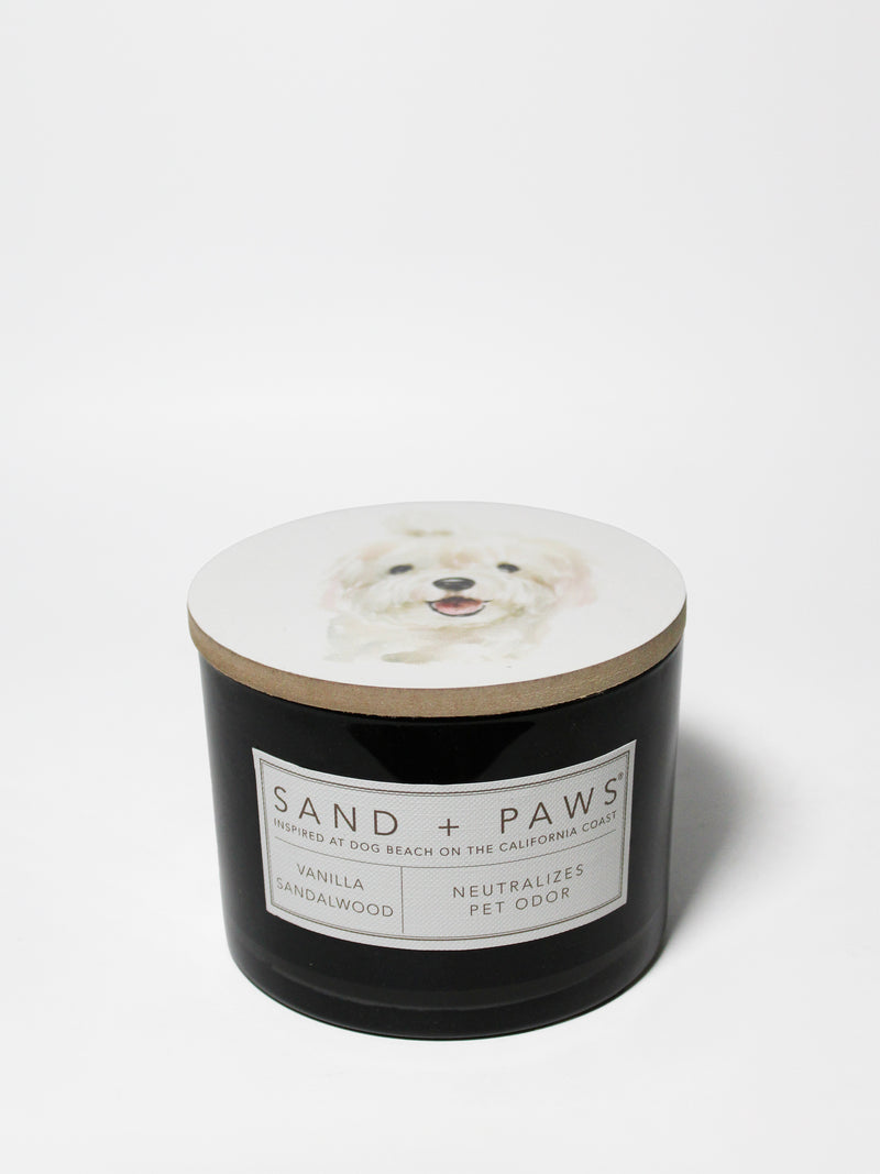 Sand + Paws Vanilla Sandalwood 12 oz scented candle