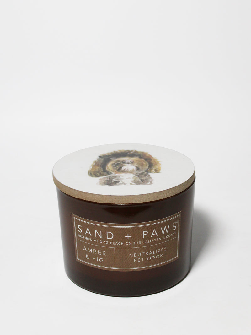 Sand + Paws Amber & Fig 12 oz scented candle